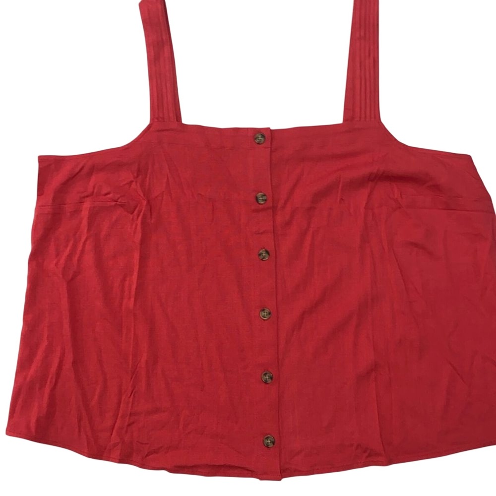 Market & Spruce Wide Pleated Strap Button Down Chrysanthemum Camisole 2X NWT - Picture 2 of 8